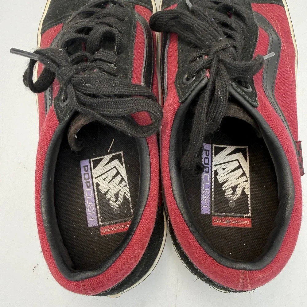 Vans Skate Old Skool Burgundy Black Suede Canvas PopCush Shoes Mens 8.0